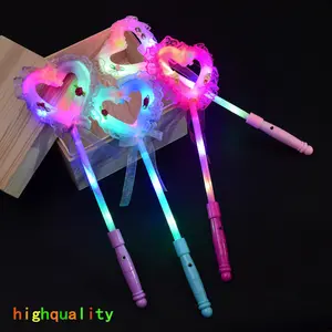Accessoires de Cosplay de fête pour enfants, jouet lumineux coloré étoiles brillantes bâton amour coeur baguette magique