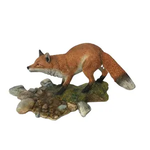 Figurine de renard rouge debout de 5 pouces peinte à la main, Statue de la vie réaliste, vente en gros