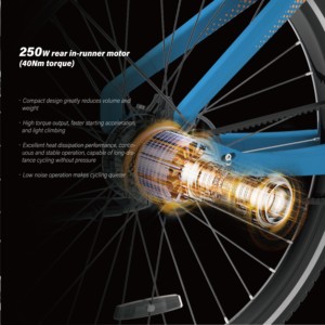 Vélo électrique YIMI 2026 de haute qualité avec cadre en fibre de carbone, 250W, 28 pouces, 700x38c, étanche IPX5, pour trajets urbains, 25 km/h, YIMI Fibre de Carbone - Product Image 3