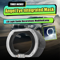 Lentille de projecteur LED xénon 12V 2,5'' 3'' Masque de lampe Angel Eye Blanc Auto LED DRL Phare avec anneau halo Neuf 12V