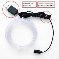 Lumière d'ambiance intérieure LED USB pour voiture, fil néon EL RGB contrôlé par la voix pour la décoration automobile, installation facile, lampe d'ambiance en voiture