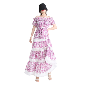 U.<span class=keywords><strong>Chic</strong></span> mode européenne <span class=keywords><strong>Style</strong></span> bohème 2023 été mi-taille longues robes dentelle femmes tenue décontractée - Product Image 2