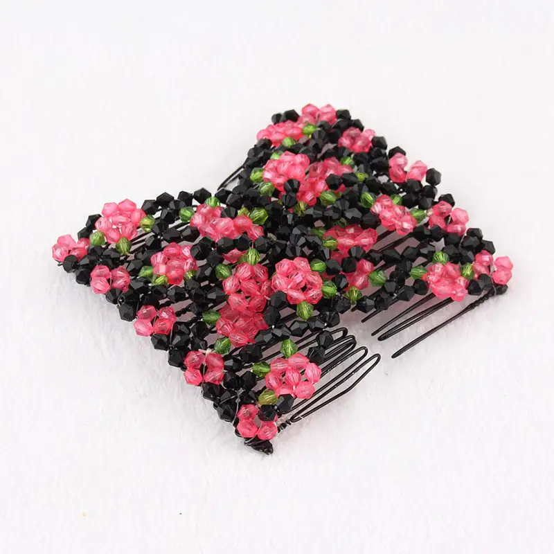 HONEY Cheap flower magic hair comb beaded french twist magic plunge hair combs