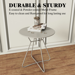 Tavolino rotondo <span class=keywords><strong>in</strong></span> metallo da 17,72 pollici, elegante tavolino da banchetto con cuscino <span class=keywords><strong>in</strong></span> <span class=keywords><strong>plastica</strong></span> per uso interno ed esterno - Product Image 3