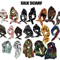 Bandana kustom cetak Logo Anda sendiri dengan Bandana sutra poliester persegi Logo