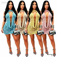 Robe Courte Sexy à Col Carré et Dos Nu, Style Socialite Printemps, en Maille à Paillettes, Mini, Taille Haute, pour Femme