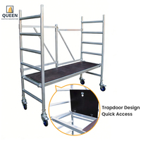 Andamio Plegable de Aluminio de 9'8" de Altura de Trabajo, Andamio Móvil Plegable Multiusos de Tipo Pequeño, Torre Rodante