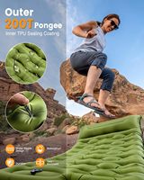 Matelas de couchage auto-gonflant en TPU de 5,9 pouces d'épaisseur avec oreiller intégré et pompe à pied, étanche et pliable pour le camping et la randonnée (Vert)