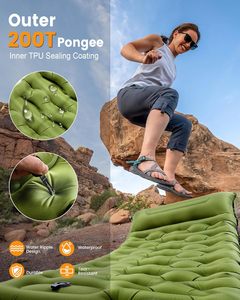 Matelas de couchage auto-gonflant en TPU de 5,9 pouces d'épaisseur avec oreiller intégré et pompe à pied, étanche et pliable pour le camping et la randonnée (Vert) - Product Image 6