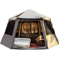 Tente gonflable hexagonale, installation rapide, portable, imperméable, tente de camping familiale avec pompe à air
