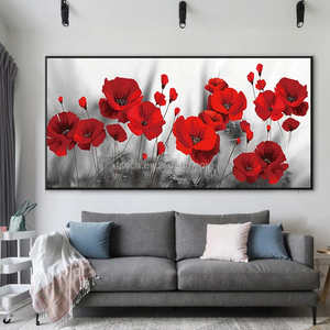 Vente d'usine en gros personnaliser <span class=keywords><strong>moderne</strong></span> toile grand grand grand mur Art chaud nouveau Design rouge magnifique couleur chaude plantes <span class=keywords><strong>fleurs</strong></span> <span class=keywords><strong>peinture</strong></span> - Product Image 3