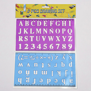 Pochoirs en plastique transparent 2 couleurs pour lettres de l'<span class=keywords><strong>alphabet</strong></span> Règle avec motif Règle de mesure pour enfants - Product Image 2