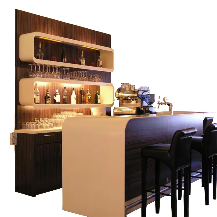 Bar-Möbeldesign im westlichen Stil Kommerzielle Weinbar aus massivem Holz mit fester Oberfläche