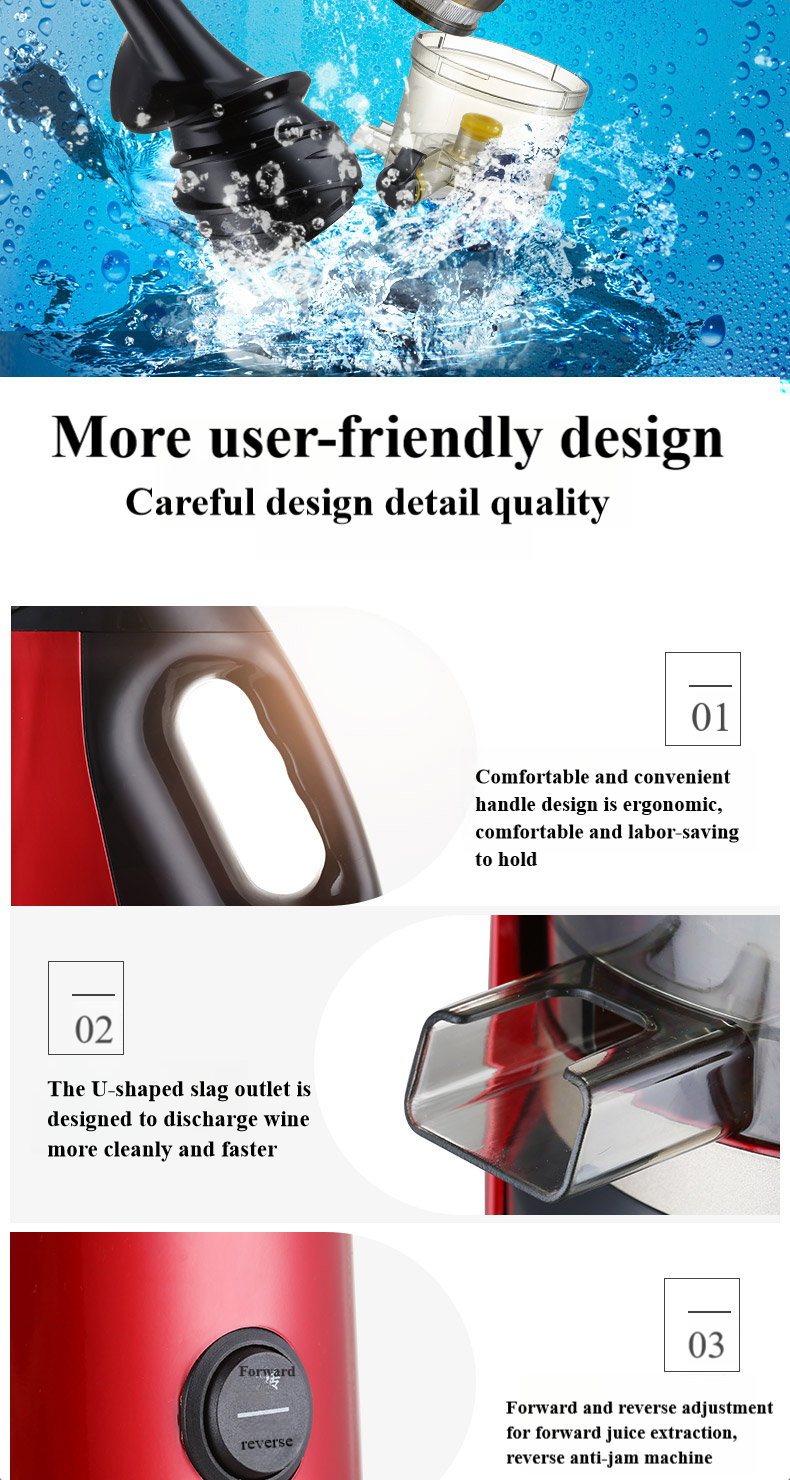 150W Orange Electric Blender Carrot Extractor Machine Cold Press Professional Commercial Slow Juicer