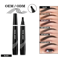 Pensil Alis Cair Tahan Air Four Fork Vegan Chemical Mineral Microblading Wild Brow OEM Private Label Grosir