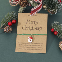 Bracelet ajustable en cordon rouge de Noël, breloque goutte d'huile Père Noël, bijou délicat tressé à la main, vente en gros pour femme, cadeau - Grande promotion