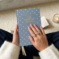 Diario de Gratitud LABON sin Fecha con Diseño de Puntos para Mujeres, 208 Páginas, A5, Tapa Dura de Tela, Cuaderno Guiado para el Cuidado Personal y la Mindfulness