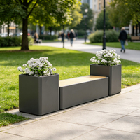 Banc de jardin moderne en fer, écologique et durable, avec jardinières intégrées, pour mobilier extérieur, patio, parc, centre commercial, hôpital