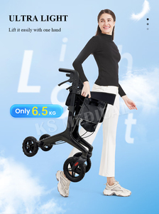 KSM-802 Carbon Fiber Urban <b>Walker</b> Tube Fabrication Foldable Sturdy Mobility Rollator for Disabled with Brakes and Wheels - Product Image 3