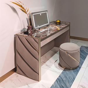 High End Italian Luxury Solid Wood <b>Makeup</b> Dressing Table Extendable LED Mirror Bedroom Dresser - Product Image 5