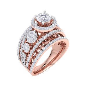 Anillo de Compromiso de Lujo con Diamante de Corte Redondo Chapado en Oro Rosa de 14K y 18K, Joyería Nupcial con Filigrana Intrincada para Mujer - Product Image 6