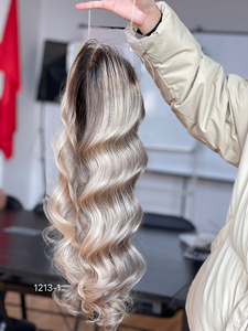 2024วิกผมของมนุษย์วิกผมสีบลอนด์หน้าม้าลูกไม้ด้านหน้าดีไซน์หรูหรา - Product Image 5