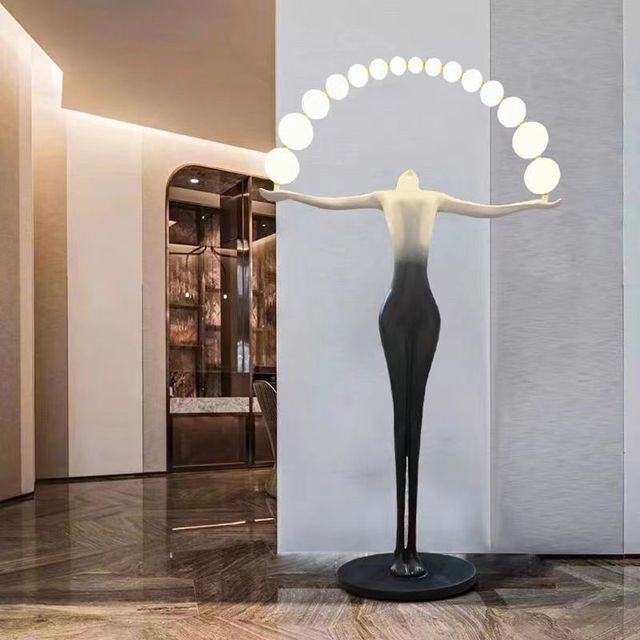 Asian Study Room Corner Resin Sculpture Floor Light Designer Modern Minimalist Art Decoration Standing LED Hotel 2700K Warm