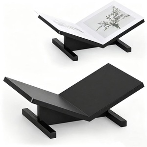 Wooden Book Shelf Black Single Layer Durable Magazine <b>Rack</b> For Living Room <b>Kitchen</b> Recipe Storage - Product Image 1