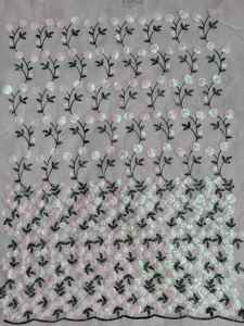 Indian Supplier's Most Selling Embroidered Rainbow Sequence Border Net Lace <b>Fabric</b> for Wedding and Party Dresses - Product Image 3