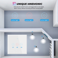 SMATRUL contrôle vocal maison intelligente électrique Tuya Google Home Alexa EU 3 Gang WiFi mur sans fil neutre interrupteur tactile