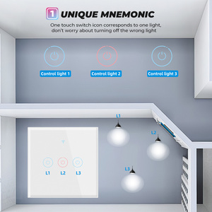 Smatrul interruptor de toque de fio, controle de voz para casa inteligente tuya google home alexa eu <span class=keywords><strong>3</strong></span> <span class=keywords><strong>gang</strong></span> interruptor de parede sem fio neutro - Product Image 2
