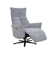 Fauteuil inclinable électrique pivotant en tissu lin gris clair, canapé simple avec bouton de commande latéral pour salon, meubles de maison