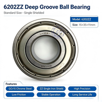 Roulement à billes à gorge profonde 6202ZZ 15x35x11mm en acier chromé AISI 52100, simple rangée, haute vitesse, pour moteur électrique