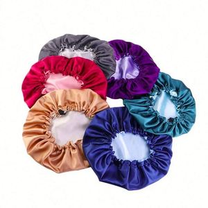 Bonnet de nuit en satin double couche réversible personnalisable avec logo, ajustable, pour femme et homme – Vente en gros - Product Image 1