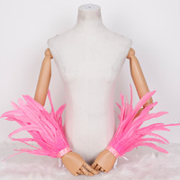 Bracelet en plumes d'autruche avec nœud papillon en satin, accessoire de costume pour fête et carnaval, couleur personnalisée OEM ODM