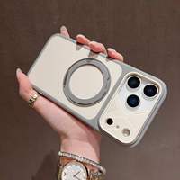 Coque de téléphone magnétique givrée avec béquille intégrée et anneau métallique, antichute, coque rigide pour iPhone