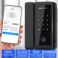 Glomarket Serrure de porte en verre Tuya Smart Card Empreinte digitale Mot de passe Déverrouiller Télécommande avec sonnette