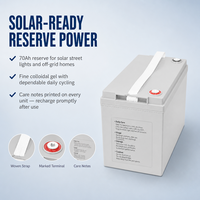 Baterai Gel 12V 70Ah VRLA Tertutup, Asam Timbal Siklus Dalam, Penyimpanan Energi Surya & Angin, Catu Daya UPS, Bebas Perawatan, Dapat Diisi Ulang