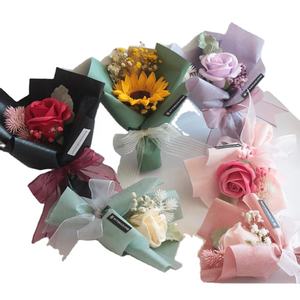 Cadeaux d'événement, bouquets de <span class=keywords><strong>fleurs</strong></span> de rose et de œillets, mini <span class=keywords><strong>bouquet</strong></span> de <span class=keywords><strong>fleurs</strong></span> de savon avec sac cadeau - Product Image 6