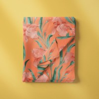Nouveauté, tissu imprimé de fleurs de tulipes colorées en coton biologique 100%, tissu en coton léger et doux pour robes et vêtements