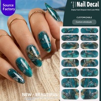 Films de vernis à ongles 16 doigts prêts à l'emploi pour la vente en gros transfrontalière, motif marbre, personnalisables, multi-styles, autocollants populaires en Europe