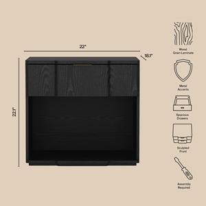 Comodino con finitura in legno nero, mobiletto contenitore per camera da letto - Product Image 4