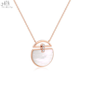 High Quality Wholesale Natural Mother-of-Pear Necklace Fine Jewelry Manufacturer Export 18K Solid Gold Natural Diamonds Necklace - Product Image 3