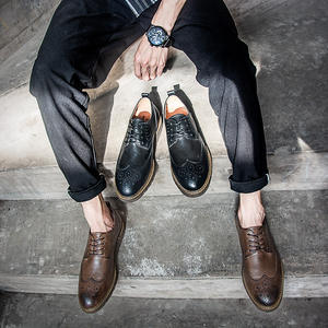 Zapatos Derby Brogue de Cuero de Grano Completo de Alta Gama para Hombre, Impermeables, Transpirables, con Cordones, Impresión Láser, Suela de Goma Suave, para Oficina y Carrera Profesional - Product Image 3