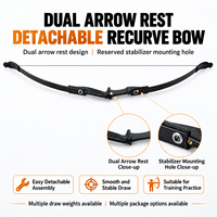 Arc recurvé démontable avec double repose-flèches 30/40 LBS, arc de tir détachable pour l'entraînement et la pratique