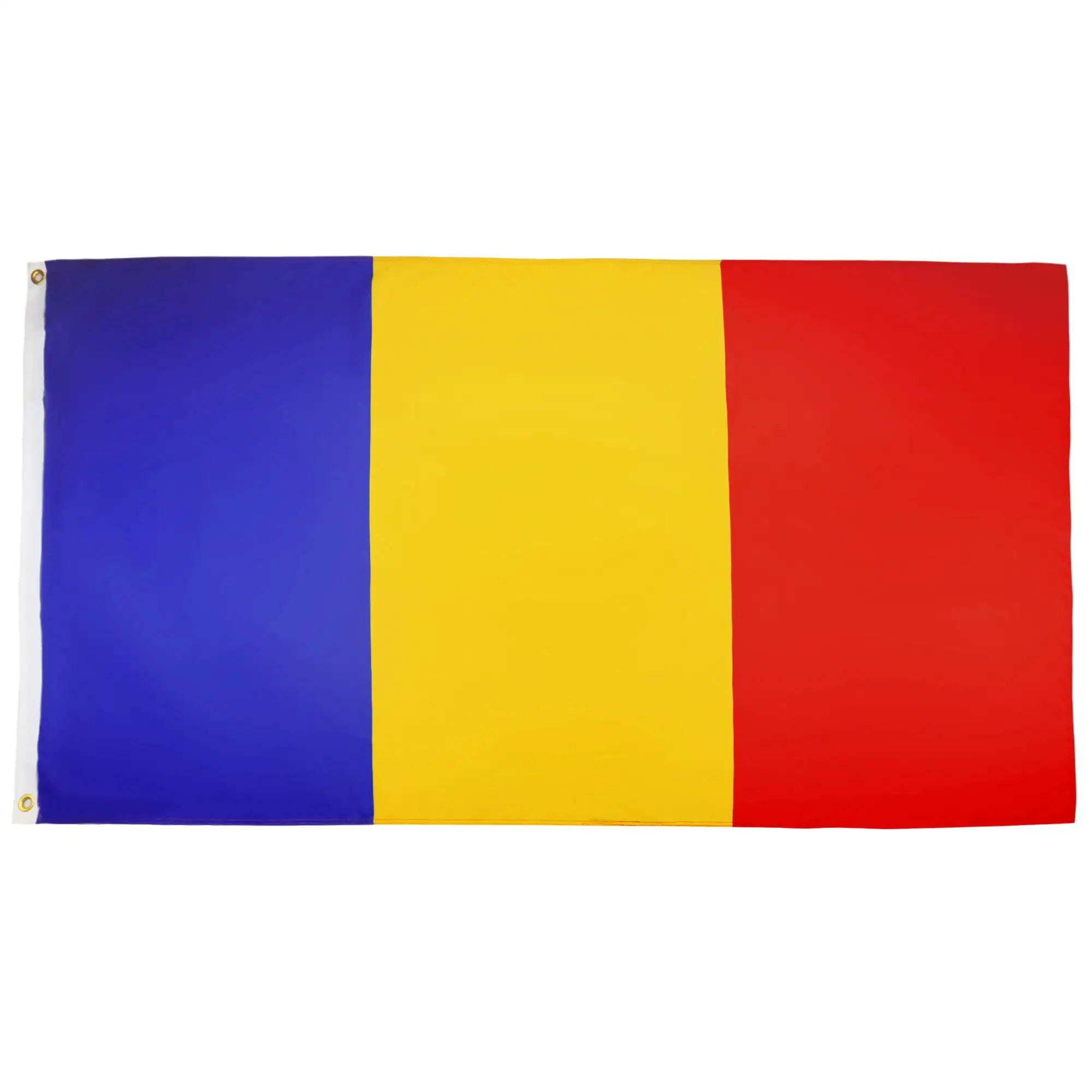 Pronto per la spedizione di bandiere in poliestere di alta qualità 3x5 piedi 90x150cm battenti bandiera blu gialla e rossa bandiere del paese Romania