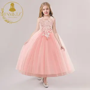 Мусульманские Детские платья FSMKTZ для девочек, платье для девочек с цветами, детские платья с белыми цветами для девочек, свадебные Детские платья