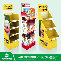 Supermarché personnalisé au détail Présentoir de produits pour animaux de compagnie Présentoir en carton Pop au sol Présentoir pour aliments pour chats et chiens