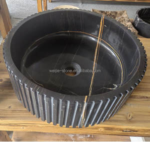 <span class=keywords><strong>Nero</strong></span> e oro in marmo lavabo in pietra naturale lavabo in marmo lavabo in marmo - Product Image 2