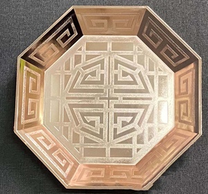 Double placage multicolore <span class=keywords><strong>Plat</strong></span> octogonal unique vieilli Plateau de fruits imprimé en relief Assiette de présentation décorative pour mariage - Product Image 4
